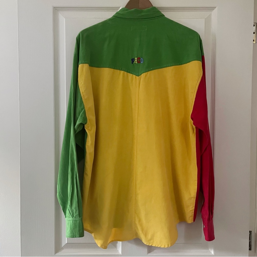 Vintage 90’s corduroy colourblock funky shirt, size Large - Picture 8 of 11